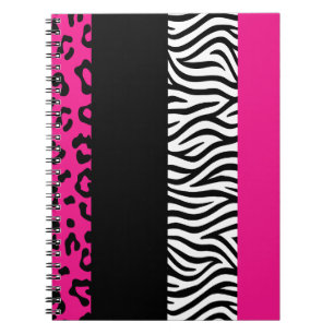 Hot Pink Leopard en Zebra Animal Print Notitieboek