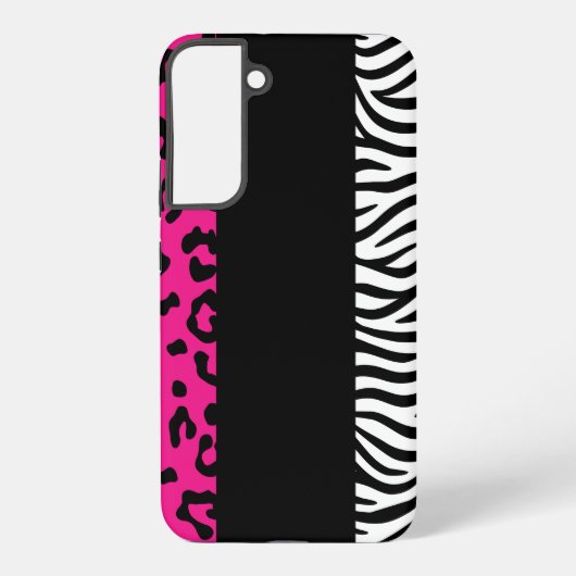 Hot Pink Leopard en Zebra Animal Print Samsung Galaxy Hoesje (Achterkant)