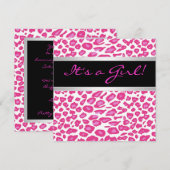 Hot Pink Leopard Girl Baby Shower Uitnodigingen (Voorkant / Achterkant)