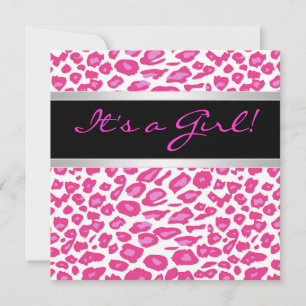Hot Pink Leopard Girl Baby Shower Uitnodigingen