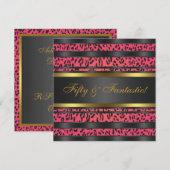 Hot Pink Leopard Gold Vrouwen 50ste Verjaardagsfee Kaart (Voorkant / Achterkant)