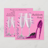 Hot Pink Leopard High Heel Bachelorette Party Kaart (Voorkant / Achterkant)