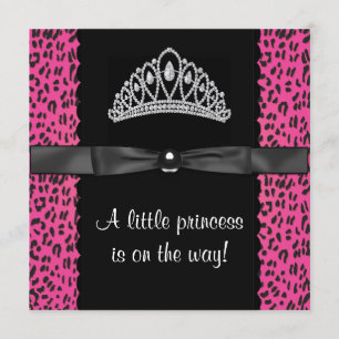 Hot Pink Leopard Princess Baby Girl Baby shower Kaart