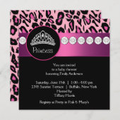 Hot Pink Leopard Princess Girl Baby shower Kaart (Voorkant / Achterkant)