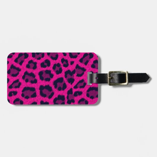 Hot Pink Leopard Print Bagagelabel (Voorkant horizontaal)