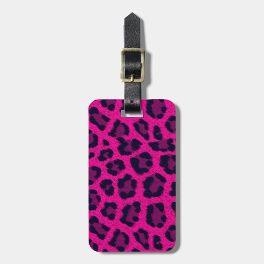 Hot Pink Leopard Print Bagagelabel (Voorkant verticaal)