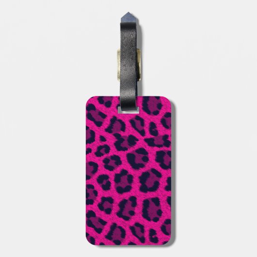 Hot Pink Leopard Print Bagagelabel (Achterkant verticaal)
