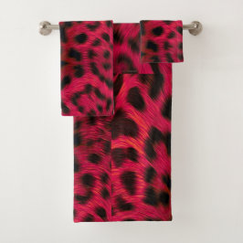 Hot Pink Leopard Print Faux  Bad Handdoek