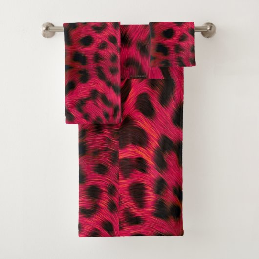 Hot Pink Leopard Print Faux Bad Handdoek (Insitu)