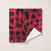 Hot Pink Leopard Print Faux Bad Handdoek (Wasdoekje)