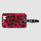 Hot Pink Leopard Print Faux Bagagelabel (Voorkant (horizontaal))