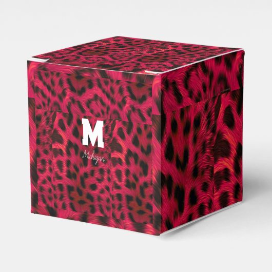 Hot Pink Leopard Print Faux  Bedankdoosjes (Voorkant Zijde)