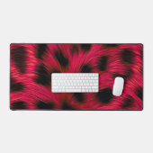 Hot Pink Leopard Print Faux Bureaumat (Keyboard & Muis)
