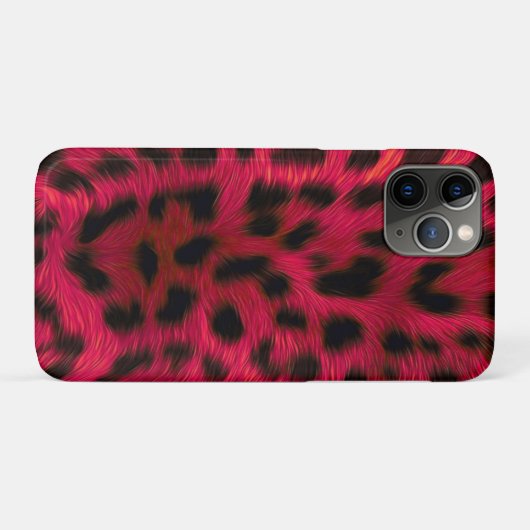 Hot Pink Leopard Print Faux Case-Mate iPhone Case (Achterkant (horizontaal))