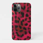 Hot Pink Leopard Print Faux Case-Mate iPhone Case (Achterkant)