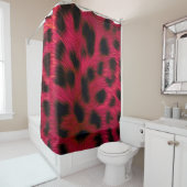 Hot Pink Leopard Print Faux Douchegordijn (In situ)