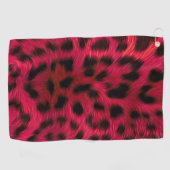 Hot Pink Leopard Print Faux Golfhanddoek (Horizontaal)