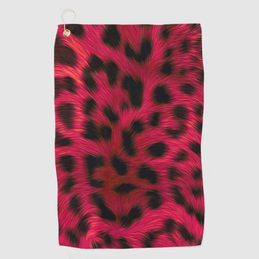 Hot Pink Leopard Print Faux Golfhanddoek (Voorkant)