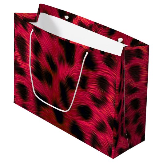 Hot Pink Leopard Print Faux Groot Cadeauzakje (Voorkant Gekanteld)
