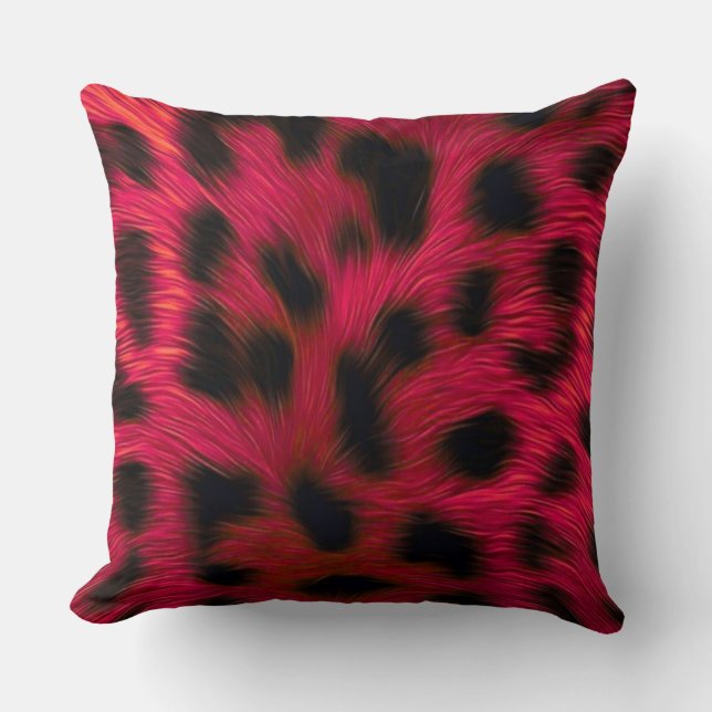 Hot Pink Leopard Print Faux  Kussen (Voorkant)