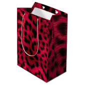 Hot Pink Leopard Print Faux Medium Cadeauzakje (Achterkant Gekanteld)