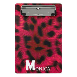 Hot Pink Leopard Print Faux  Mini Klembord