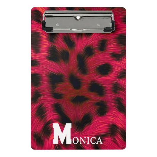 Hot Pink Leopard Print Faux Mini Klembord (Voorkant)