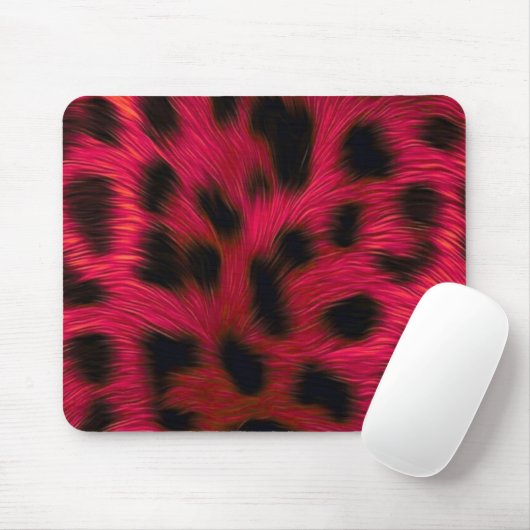 Hot Pink Leopard Print Faux  Muismat (Met muis)
