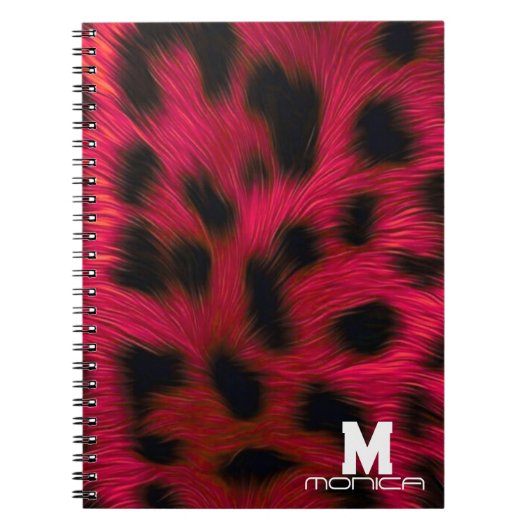 Hot Pink Leopard Print Faux Notitieboek (Voorkant)