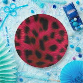 Hot Pink Leopard Print Faux Papieren Bordje (Feest)