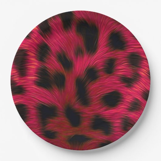 Hot Pink Leopard Print Faux Papieren Bordje (Voorkant)