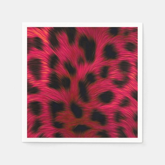 Hot Pink Leopard Print Faux Servet (Voorkant)