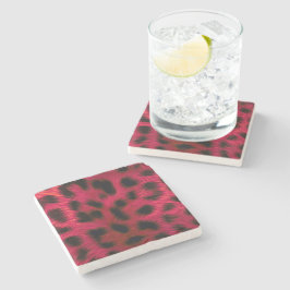 Hot Pink Leopard Print Faux  Stenen Onderzetter