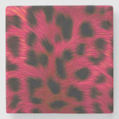 Hot Pink Leopard Print Faux Stenen Onderzetter (Voorkant)