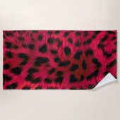 Hot Pink Leopard Print Faux Strandlaken (Voorkant)