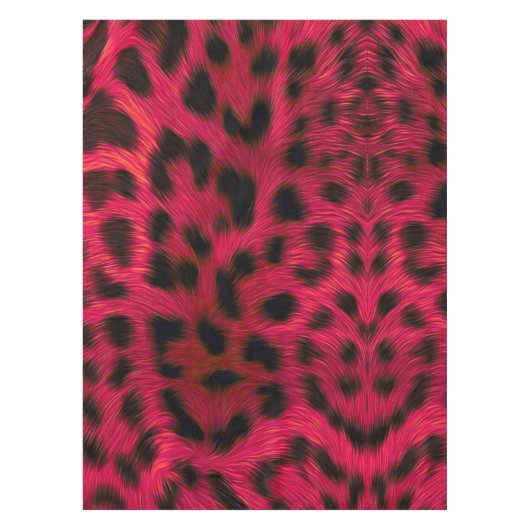 Hot Pink Leopard Print Faux Tafelkleed (Voorkant)