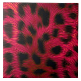 Hot Pink Leopard Print Faux  Tegeltje