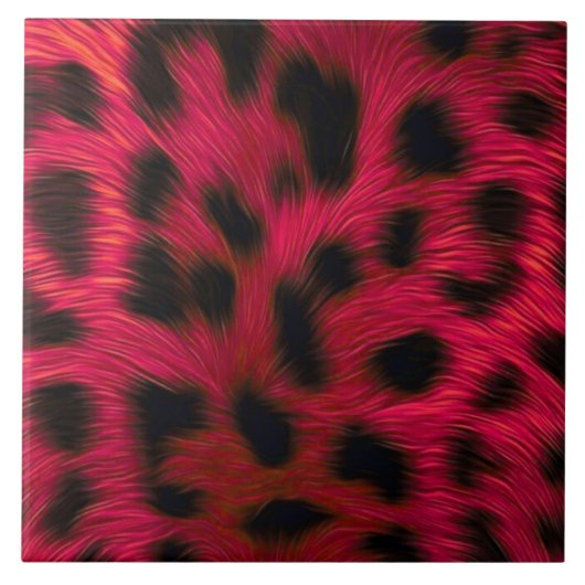 Hot Pink Leopard Print Faux  Tegeltje (Voorkant)