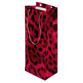 Hot Pink Leopard Print Faux Wijn Cadeautas (Achterkant Gekanteld)