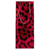 Hot Pink Leopard Print Faux Wijn Cadeautas (Achterkant)