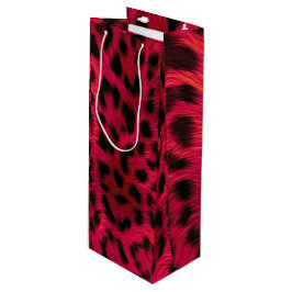 Hot Pink Leopard Print Faux  Wijn Cadeautas
