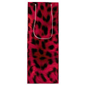 Hot Pink Leopard Print Faux Wijn Cadeautas (Voorkant)