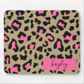 Hot Pink Leopard Print Personalized Muismat (Voorkant)