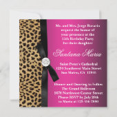 Hot Pink Leopard Quinceanera Kaart (Achterkant)