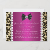 Hot Pink Leopard Sweet Sixteen Kaart (Achterkant)