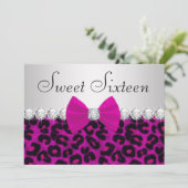 Hot Pink Leopard Sweet Sixteen Kaart (Staand voorkant)