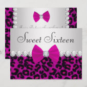Hot Pink Leopard Sweet Sixteen Kaart (Voorkant / Achterkant)