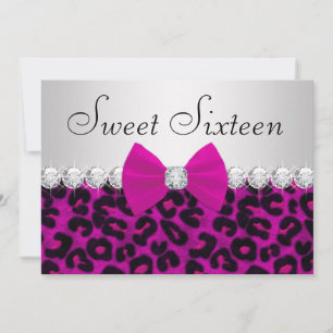 Hot Pink Leopard Sweet Sixteen Kaart