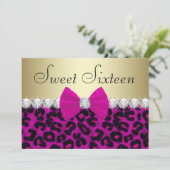 Hot Pink Leopard Sweet Sixteen Kaart (Staand voorkant)