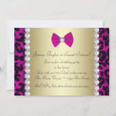 Hot Pink Leopard Sweet Sixteen Kaart (Achterkant)